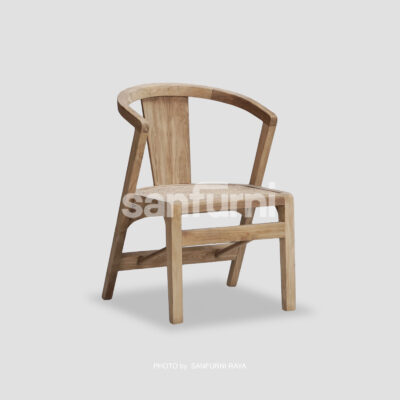 Armchair with Wood Back & Rattan Seat