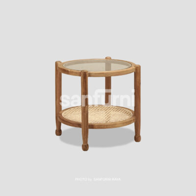 Side Table with Glass on Top
