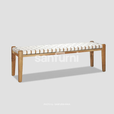 Bench with Leather Strap Seat