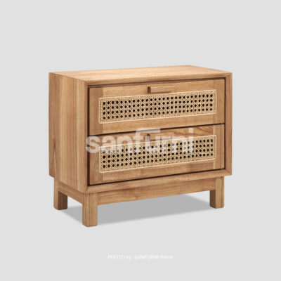 Rattan Bedside 2 Drawers