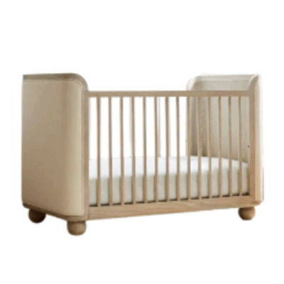 Luxury Upholstered Baby Crib in Heritage Fog – Child-Safe & Eco-Friendly