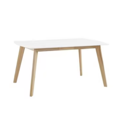 Mid-Century Modern Wood Dining Table with White Top & Natural Wood Legs – Timeless Dining Elegance