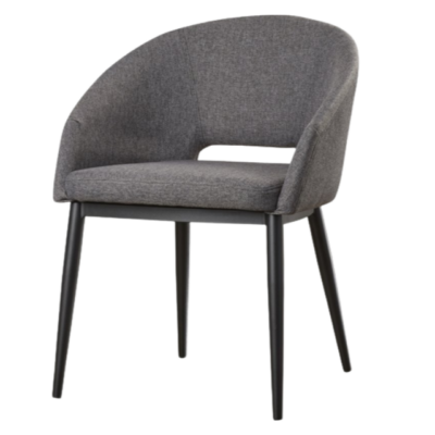 Dining Armchair with Grey Fabric or Antique Grey Faux Leather & Black Frame – Modern Comfort for Stylish Dining