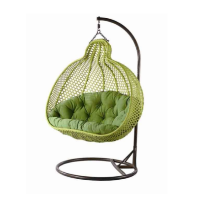Green Wicker Hanging Egg Swing Chair with Stand – Stylish Outdoor & Indoor Relaxation