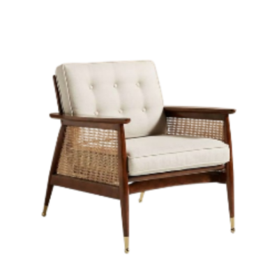 Nadia Caned Accent Chair with Walnut Finish & Birchwood Caning – Elegant Patio & Accent Seating