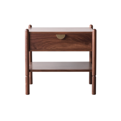 Sawyer Nightstand in Walnut with Brass Hardware – Elegant Bedside Storage