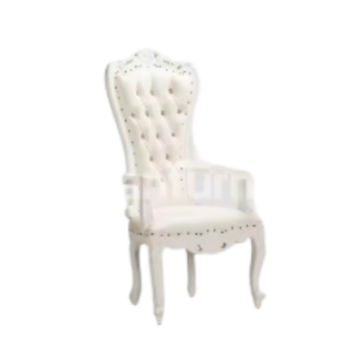 Thronet Dining Arm Chair – White Vinyl Upholstery | Elegant Classic Armchair