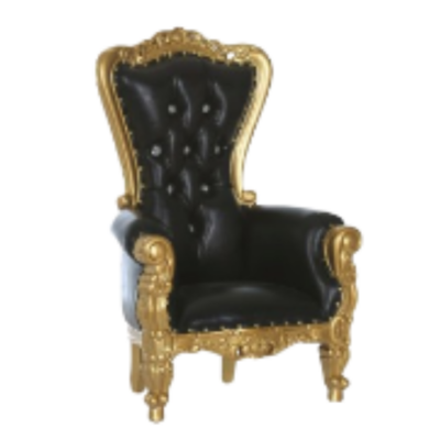 High-Back Black Vinyl & Gold Frame Throne Chair – Regal Luxury Seating