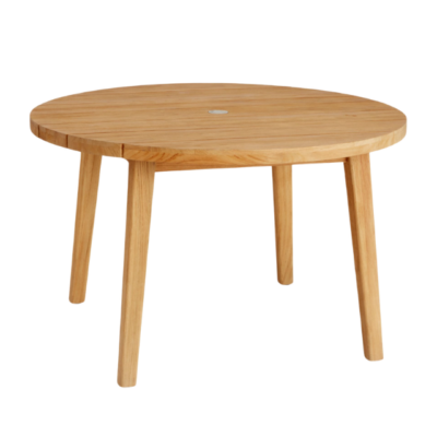 Vilma Outdoor Round Side Table – Natural Finish Coffee Table with Tapered Legs