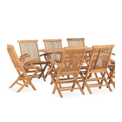 vidaXL 9-Piece Folding Outdoor Dining Set – Premium Teak Wood