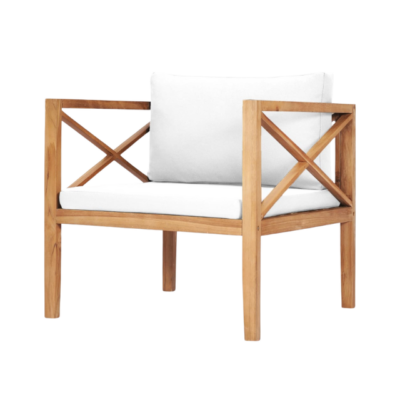 CV Sanfurni Raya: Garden Chair with Cushion – Premium Teak Wood X-Frame Design
